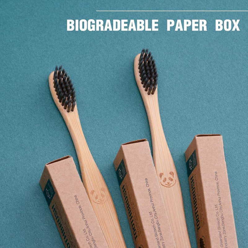 12 Pcs Eco-Friendly Charcoal Toothbrushes Natural Bamboo | Biodegradable Soft Bristle Toothbrush(12 Pack) 12 Count (Pack of 1) - BeesActive Australia