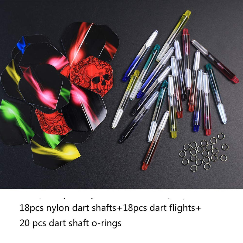 [AUSTRALIA] - ToBeIT Nylon Dart shafts (18pcs) and Dart Flights(18pcs) and Stainless Steel Dart Shaft Rings(20pcs) 