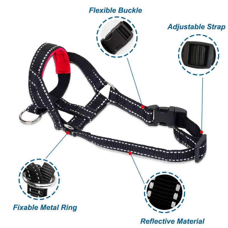 Dog Head Halter with Reflective Safety Strap Stop Dog's Pulling, Dog Head Collar for Small Medium Large Dogs L Red - BeesActive Australia