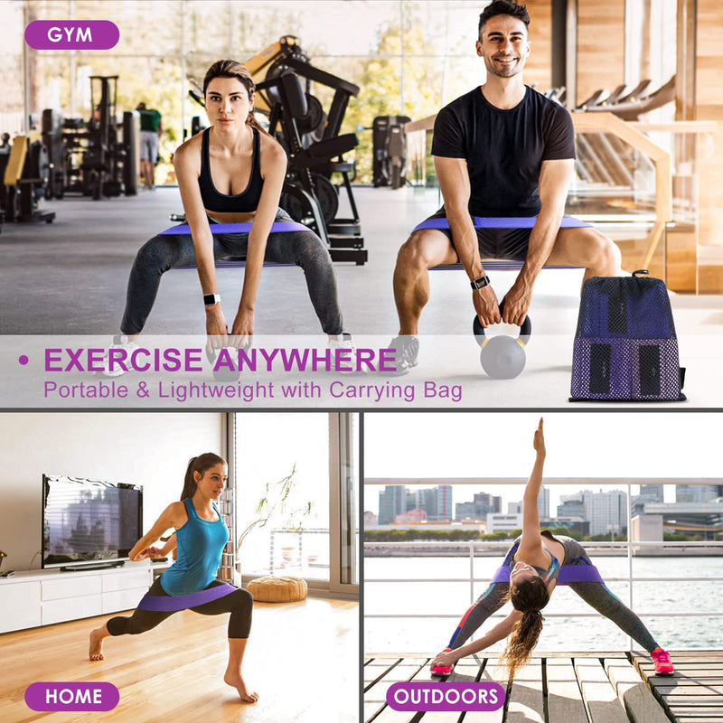 Fabric Resistance Bands, Exercise Band [Set of 3] Workout Fitness Bands for Hips & Glutes, Non-Slip Booty Bands for Women / Men / Beginners / Athletes Strength Training,Yoga,Pilate,Fitness Light purple, Purple, Dark purple - BeesActive Australia