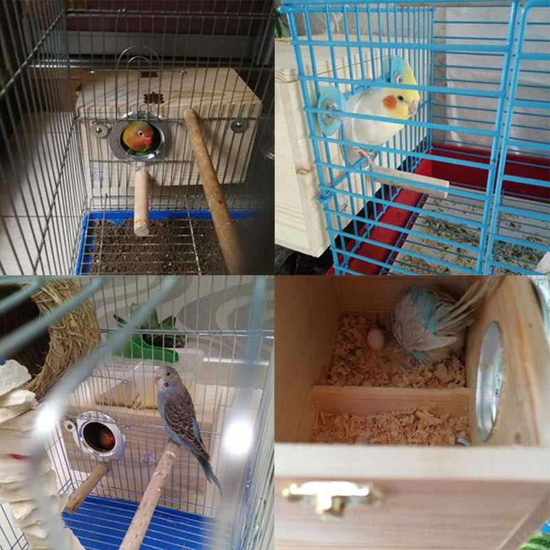 YJJKJ Pine Wood Parakeet Nest Box Bird House Budgie Breeding Mating Box for Lovebirds Cockatiel Parrotlets Medium - BeesActive Australia
