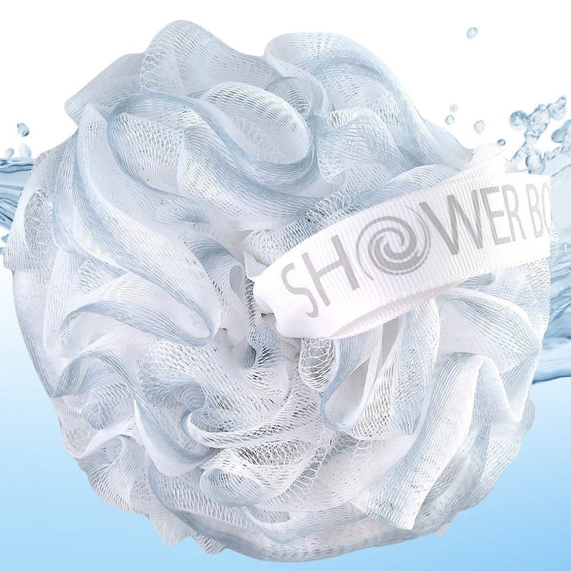 Loofah-Bath-Sponge XL-75g-Soft-Set by Shower Bouquet: 4-Pack-Pastel-Colors - Extra-Large Mesh Pouf Scrubber for Men and Women - Exfoliate with Big Lathering Cleanse Pastel Cool-gray, Sage-green, Warm-tan, Lite-white - BeesActive Australia