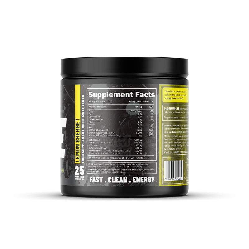 Efectiv Nutrition The Edge Pre Workout 300g | Beta Alanine | Caffeine | Dynamine | Teacrine | Helps Provide Fast Clean Energy and Focus | 25 Servings (Lemon Sherbert) Lemon Sherbert - BeesActive Australia