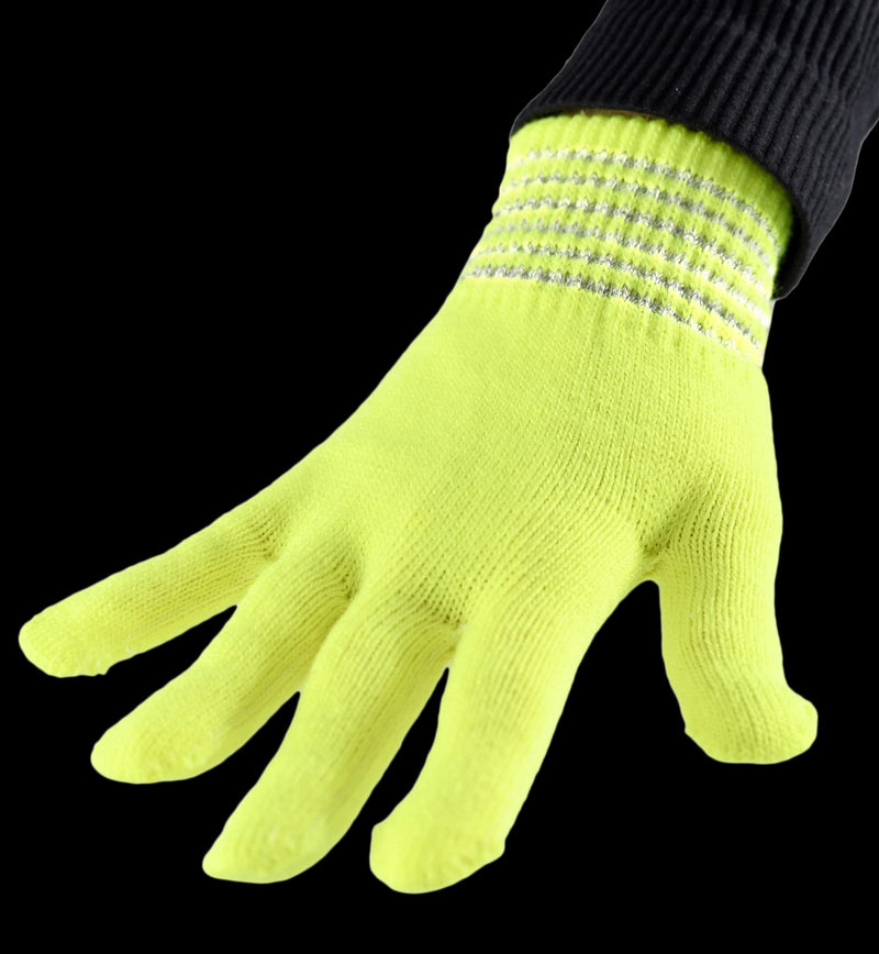 Home-X Reflective Neon Gloves for Running, Hiking, Working, and More, Cold-Weather Winter Gloves, Warm Gloves for Men and Women, 7 ½” L x 5" W, Yellow - BeesActive Australia