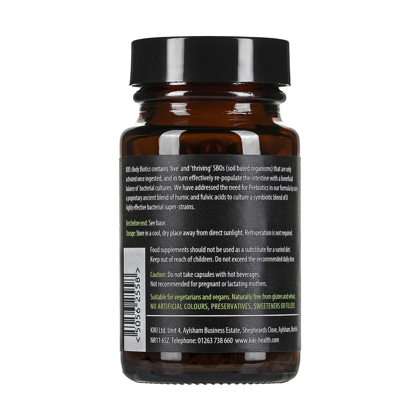 KIKI HEALTH Body Biotics Soil Based Organisms Supplement, SBO Bacterial Cultures, 60 Vegan Capsules, 1 pack Unflavoured 60 Count (Pack of 1) - BeesActive Australia