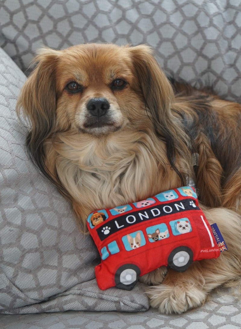 PetLondon Graphical London Red Bus Dog Toy - Fun Printed London Routemaster British Red Soft Plush Toy - 7" - BeesActive Australia