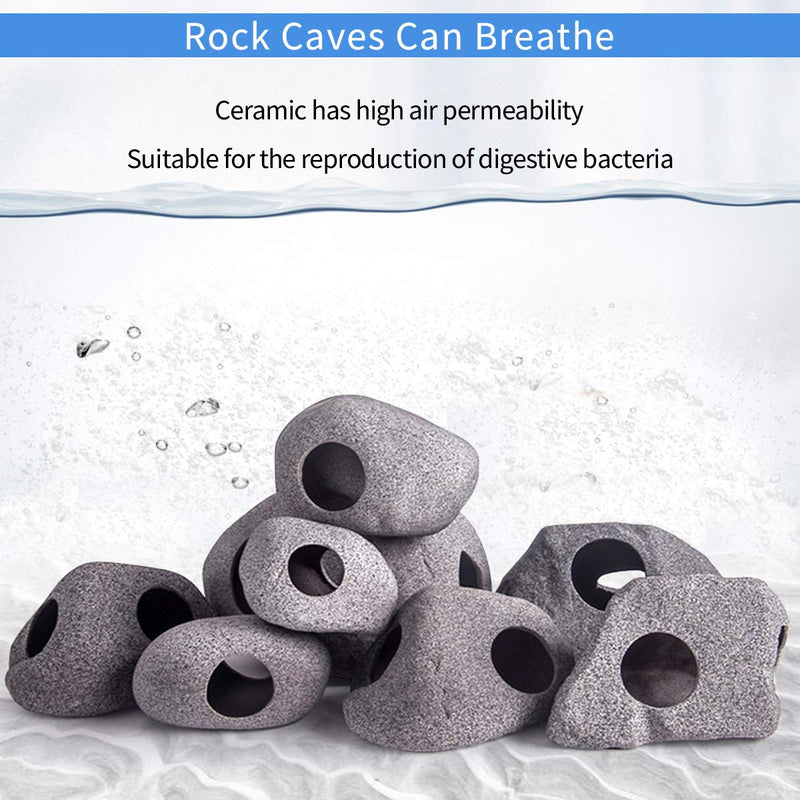 MUNLIT Stackable Aquarium Decoration Rock Caves, Fish Tank Accessories Cave Hideout, Hideaway for Shrimp Cichlid Cave Hiding Breeding Spawning, Betta Fish Hideout Oval style A(Small & Medium) - BeesActive Australia