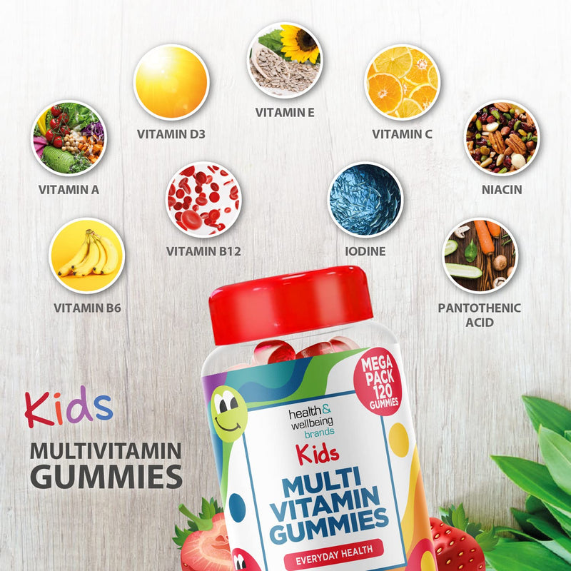 Kids Multivitamin 120 Strawberry Flavour Gummies - Strawberry Contains 9 Essential Vitamins + Minerals Including Vitamin C D A & B Vitamins for Childrens - Pack of 120 Chewable Vitamins 120 Count (Pack of 1) - BeesActive Australia