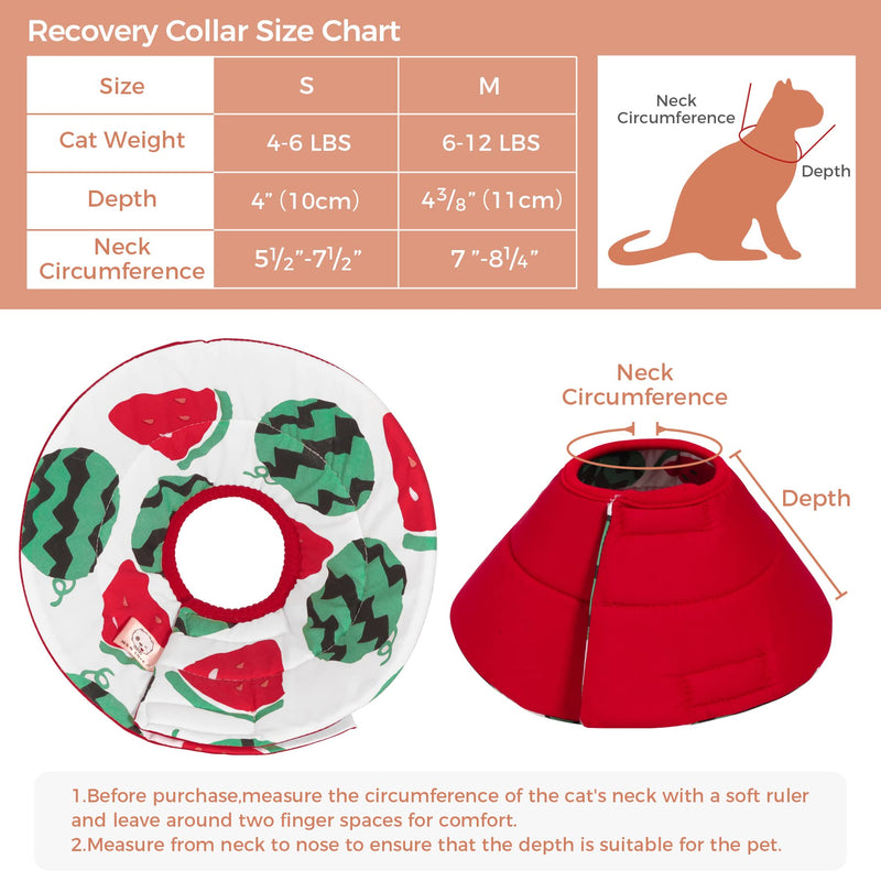 ComSaf Cat Recovery Collar, Lightweight Pet Elizabeth Collar, Soft Adjustable Cat Cone Collar After Surgery for Cat Kitten Prevent from Licking Wounds, Loops-Protective Healing, Not Block Vision Watermelon-S(Neck:5-7in) - BeesActive Australia