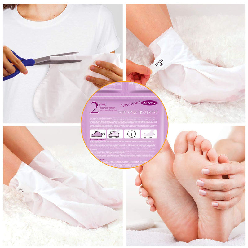 Foot Peel Mask, 3 Pairs Lavender Baby Foot Peel for Dry Cracked Feet, Moisturizing Exfoliating Socks 3 in 1 Foot Care for Dry, Aging, Dead Skin Remover for Feet - BeesActive Australia