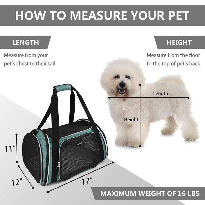 BAGLHER Pet Travel Carrier, Airline Approved Cat Carriers, Dog Carrier,Suitable for Small and Medium-Sized Cats and Dogs Pet Soft Carrier, Suitable for Travel, Hiking, and Outdoor Use. Green - BeesActive Australia