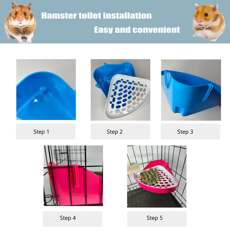 PINVNBY Guinea Pig Litter Box Triangle Potty Trainer Corner Litter Pan Bunny Litter Tray Hamster Plastic Corner Toilet Box for Chinchillas Ferret Small Animal Pink - BeesActive Australia