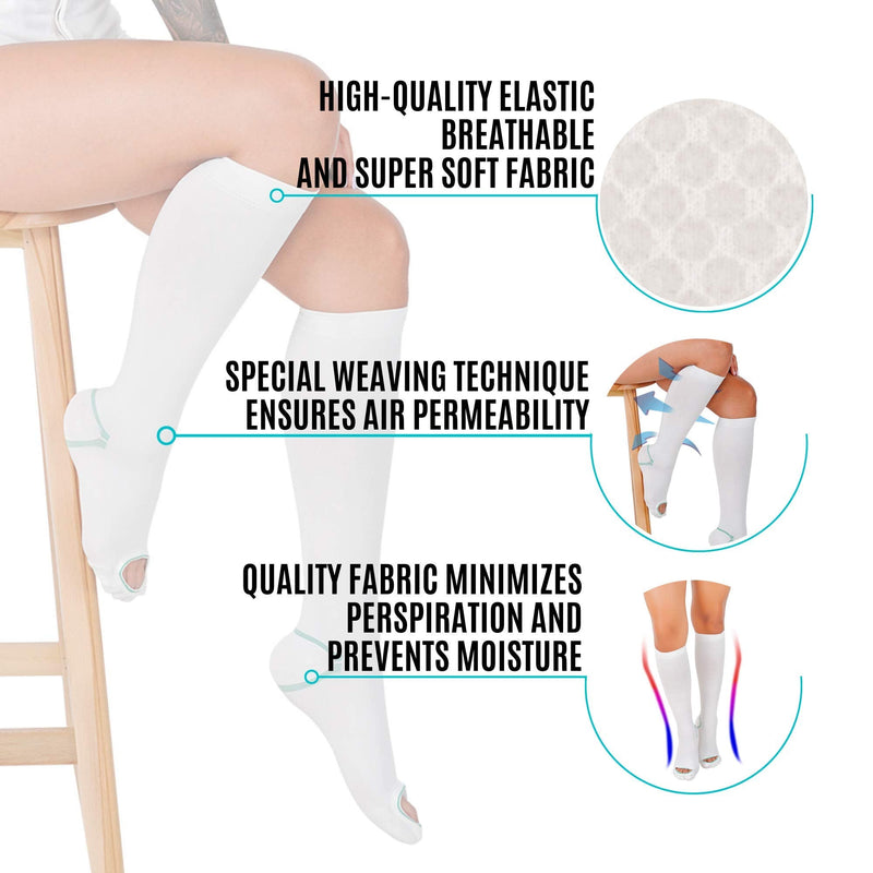 invera Anti Embolism Compression Stockings, Knee High Unisex Ted Hose Socks 15-20 mmHg Moderate Level M (1 Pair) - BeesActive Australia