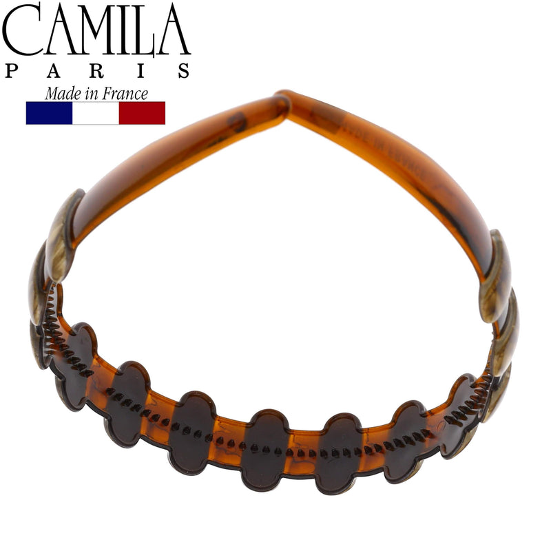 Camila Paris MP853 French Headband for Women, Strong Hold Grip Women's Hair Band, Very Flexible, No Slip and Durable Styling Girls Hair Accessories, Made in France with Cellulose Brown - BeesActive Australia