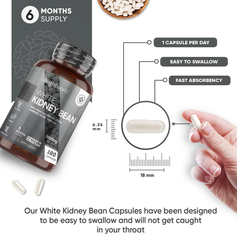 White Kidney Bean Extract 5000mg - 180 Vegan Capsules (6 Months Supply)- Enriched with Zinc & Chromium - High Strength Kidney Bean Supplement - Gluten Free - Made in The UK - BeesActive Australia