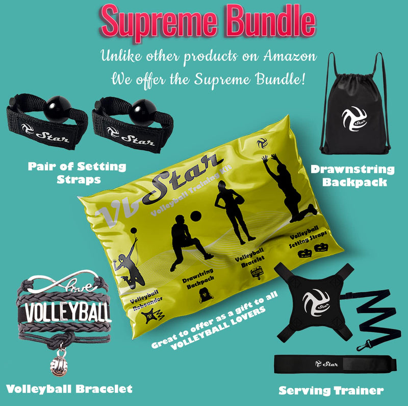 Volleyball Training Equipment Aid - Practice Your Serving, Setting & Spiking with Ease, Great Solo Serve & Spike Trainer for Beginners & Pro, Perfect Volleyball Gift, Choose The Right Bundle for You Black&White Volleyball Training Kit - BeesActive Australia