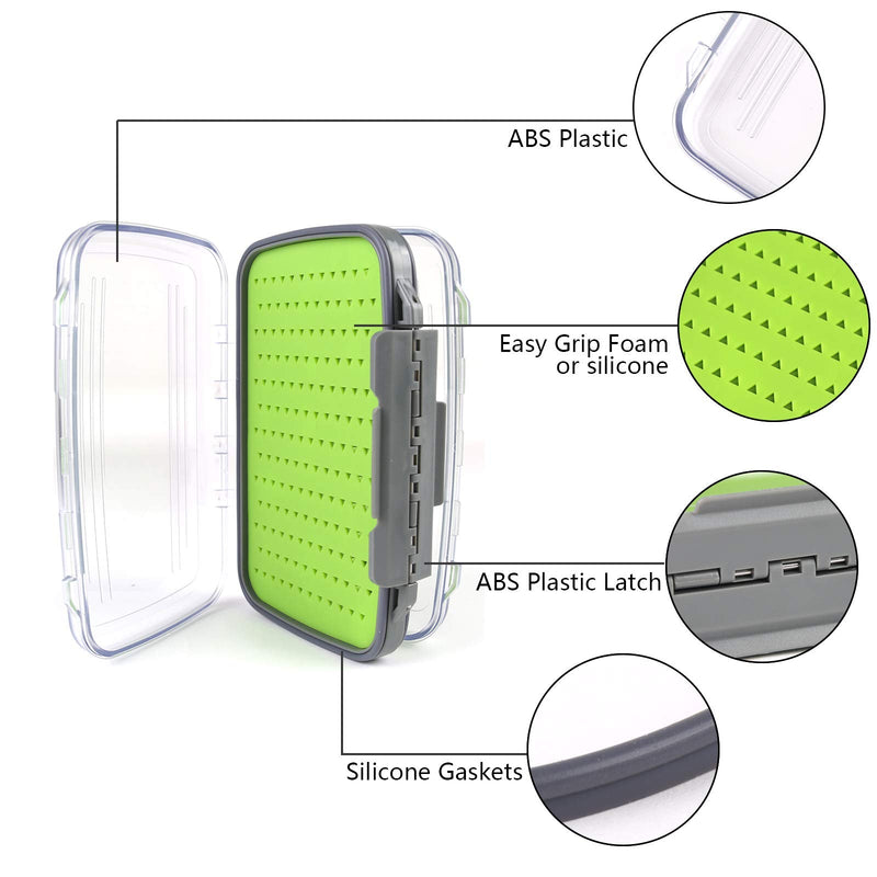 M MAXIMUMCATCH Maxcatch Fly Fishing Box Two-Sided Waterproof Easy Grip Foam Jig Fly Box Multiple Sizes Silicone Insert Large-5.9''x 3.8''x 1.77'' - BeesActive Australia