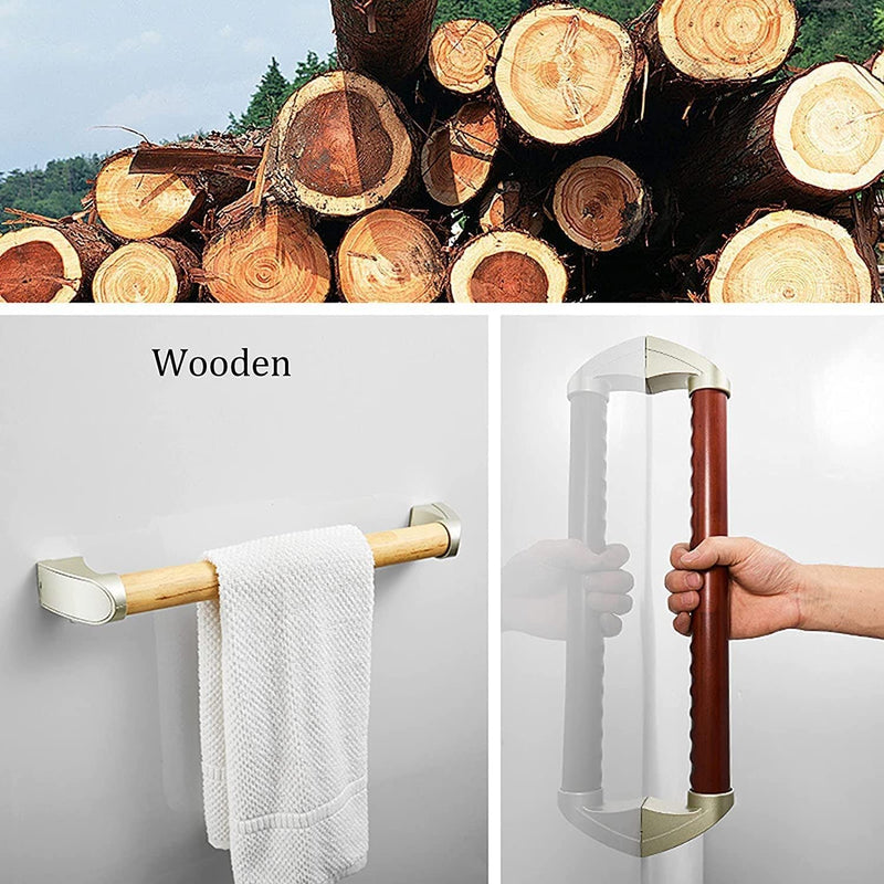 BANGSUN Wooden Grab Bar Bathroom Grab Rails Bath Showers Disabled Elderly (Wood color, 30cm) A Light Gold - BeesActive Australia