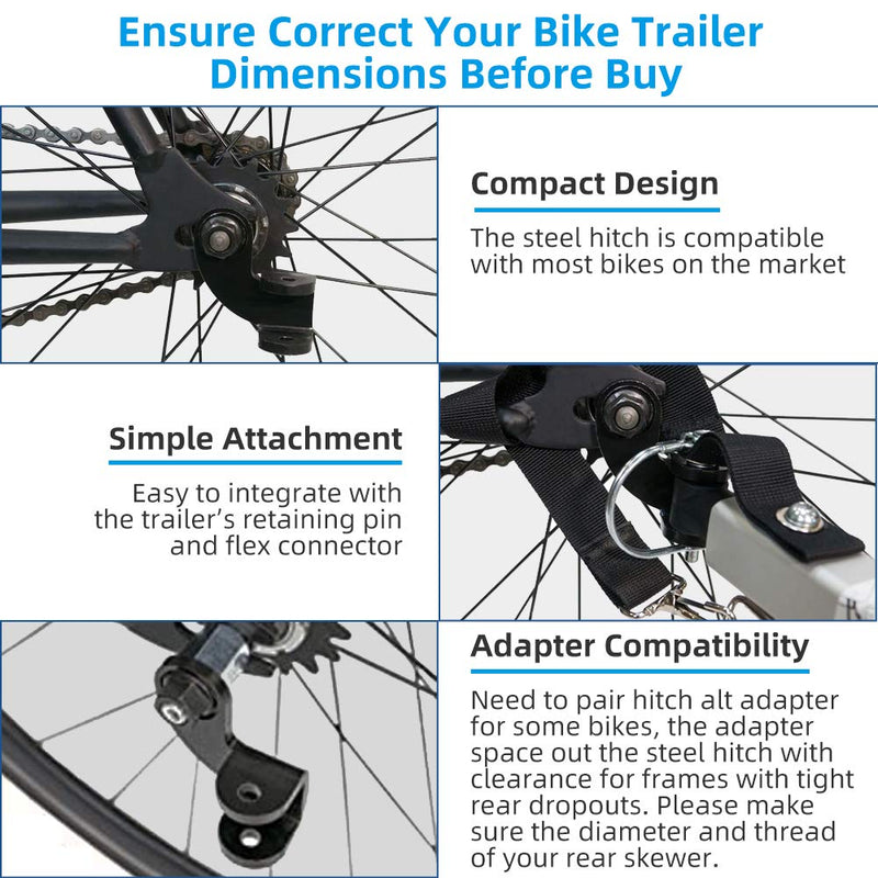Bicycle Stainless Trailer Hitch Coupler Attachment, Trailers Adapter Replacement Connector Included, Suitable for Kids Burley Bee Bike, Pets Trailers (12 MM) - BeesActive Australia