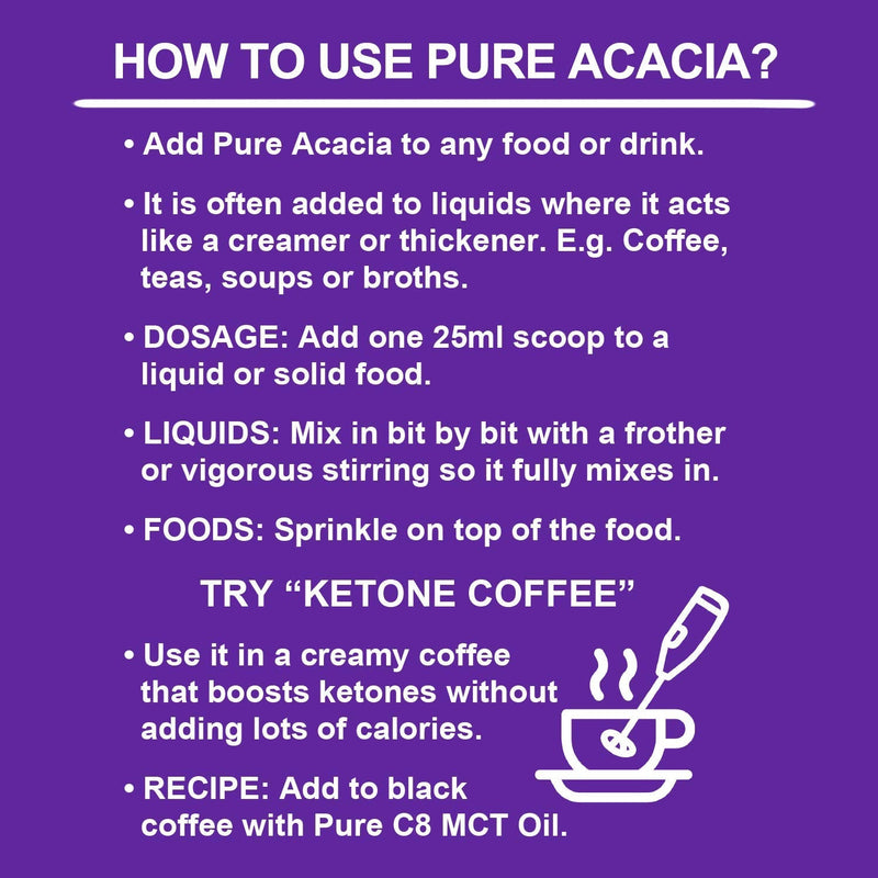 Ketosource® Pure Acacia Fibre | 0g Carbs | Zero Calories | Suitable for Ketogenic Diet & Fasting Lifestyles | 500g Pouch (500g) 500 g (Pack of 1) - BeesActive Australia
