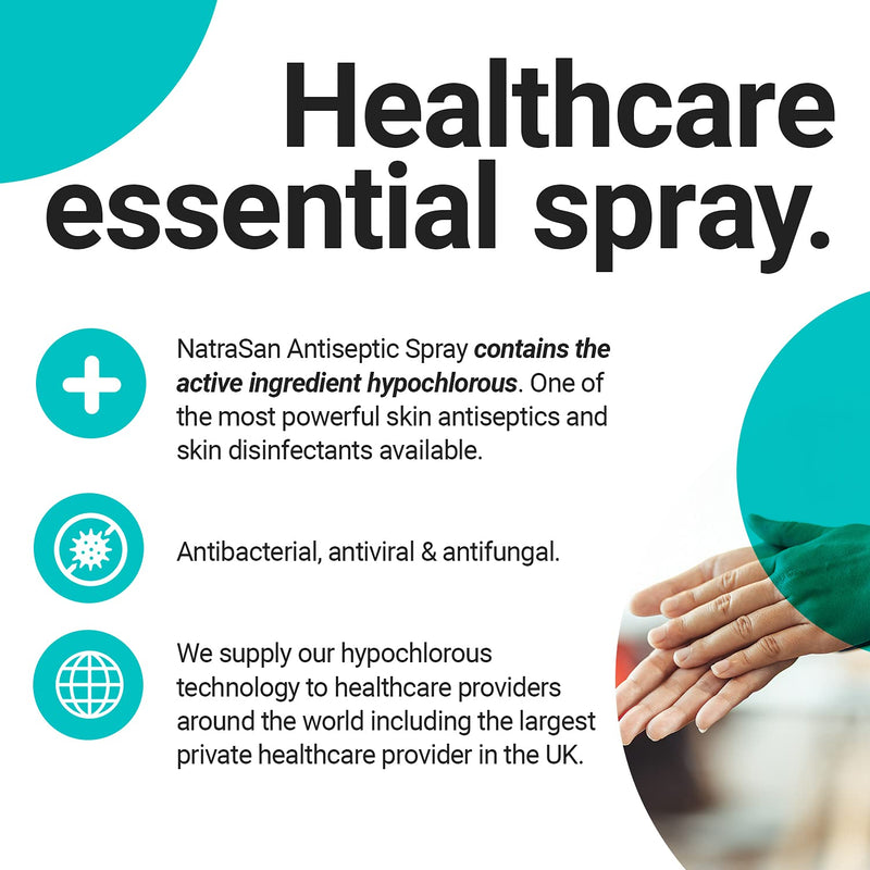 NatraSan Antiseptic Spray (250 ml) – Hypochlorous Medical-Grade Skin and Surface Sanitiser, Disinfectant – Alcohol-Free, for Hands, Skin, Tattoo & Piercings, Surfaces, Baby Items & More 250 ml (Pack of 1) - BeesActive Australia