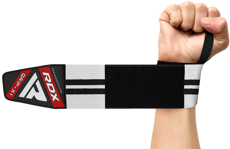 RDX Weight Lifting Wrist Wraps Support, IPL USPA Approved, Elasticated 18” Cotton Straps, Thumb Loop Powerlifting Bodybuilding Fitness Strength Gym Training Workout, Gymnastics Calisthenics, Men Women White Standard - BeesActive Australia