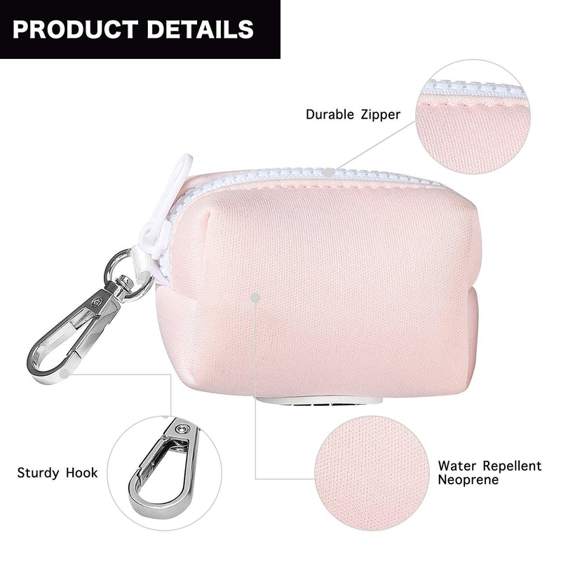 Petmolico Dog Poop Bag Holder Leash Attachment, Dog Waste Bag Dispenser Zippered Pouch, Fits Any Dog Leash, Includes Free Roll of Dog Bags, Poop Bag Dispenser Pink - BeesActive Australia