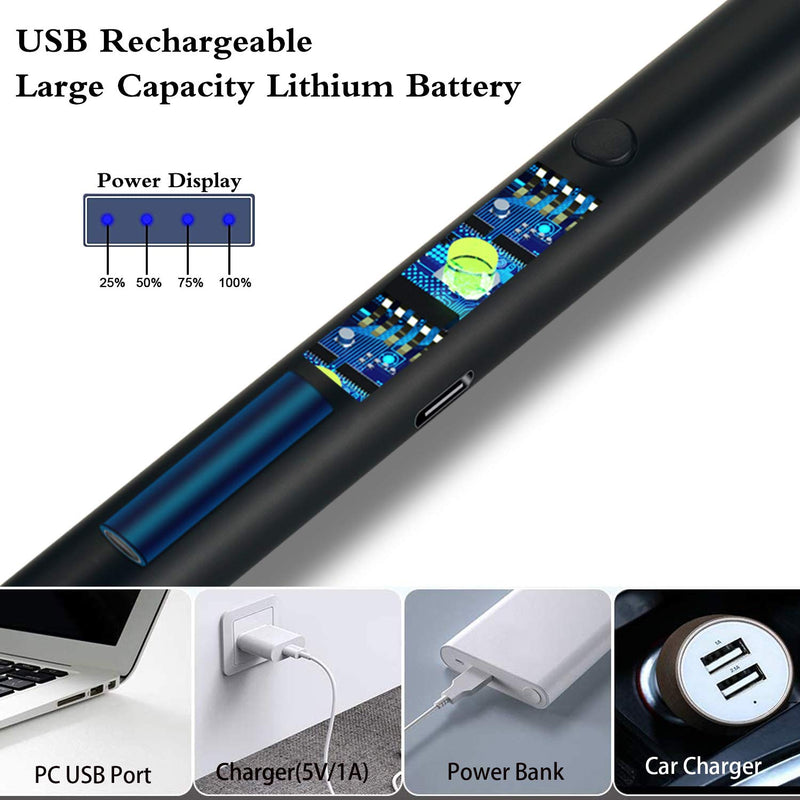 Candle Lighter, Electric Rechargeable Arc Lighter USB Lighter Grill Lighter with LED Battery Display and Safety Switch, Longer Flexible Neck for Candle Cooking BBQs Fireworks with Type C Black - BeesActive Australia