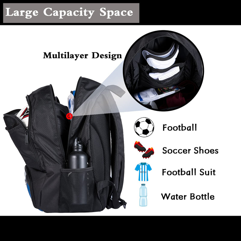 Himal Outdoors Soccer Bag-Backpack for Soccer,Backpack for Football & Volleyball & Handball,Sports Bag with Separate Cleat and Ball Holder black - BeesActive Australia
