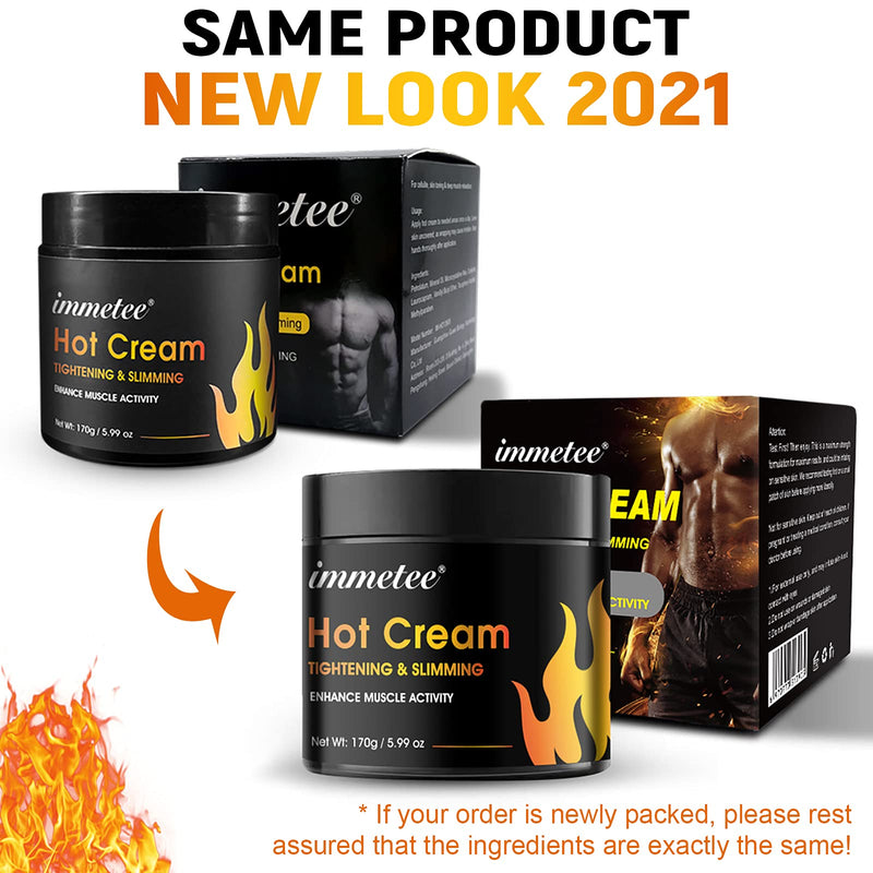 immetee Hot Cream, Sweat Fat Burning Gel - Natural Anti Aging Weight Loss Cream, Workout Enhancer For Shaping Waist, Abdomen and Buttocks Slimming Cream for Men and Women (Hot Cream 170g) - BeesActive Australia
