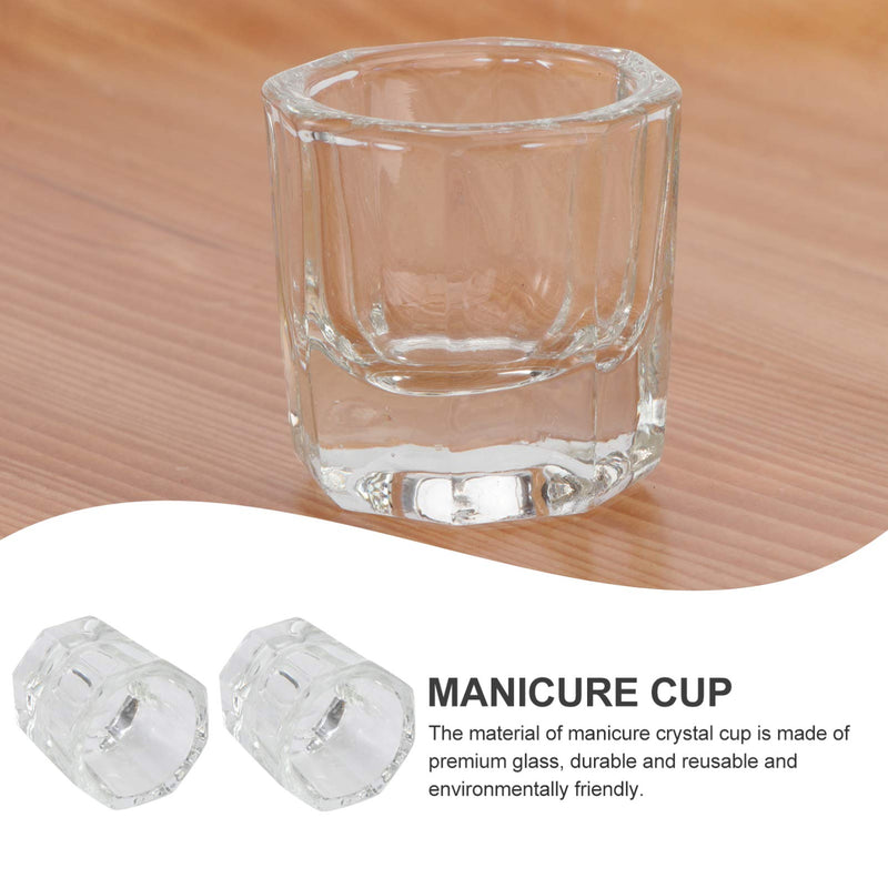 Minkissy 2Pcs Nail Art Acrylic Crystal Cup No-Cover Liquid Powder Glass Dappen Dish Glass Cup for Manicure Nail Art - BeesActive Australia