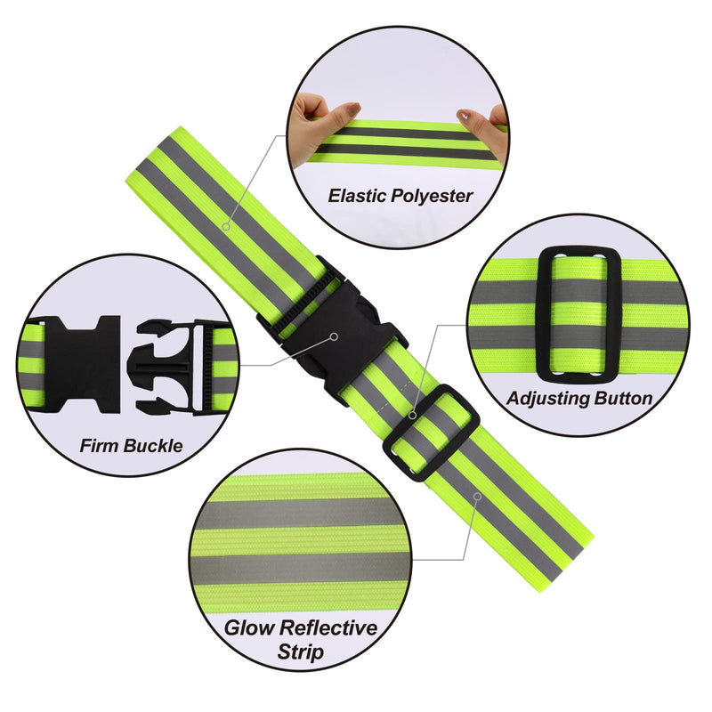 Little World Reflective Belt - 2 Pcs PT Belt - Reflective Running Gear for Men and Women - Elastic Reflective Sash Perfect for Running Cycling Walking Marathon Military (Green and Orange) - BeesActive Australia