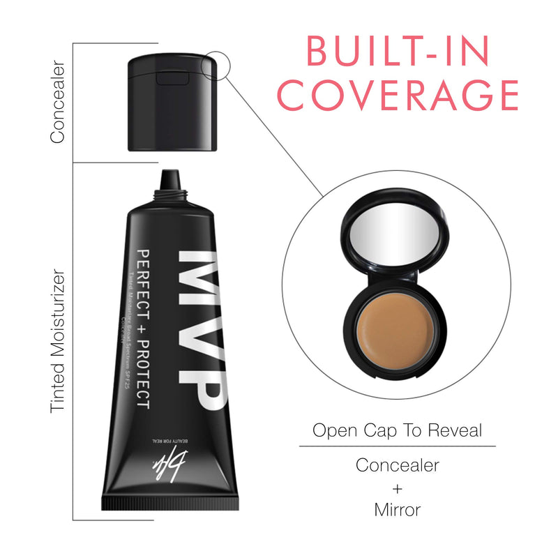 Beauty For Real MVP Tinted Moisturizer & Concealer, Medium 3 - Also Acts as a Primer, SPF 25 Sunscreen & Complexion Perfector - Anti-Aging Hydration & Coverage - 1.5 fl oz Medium #3 - BeesActive Australia