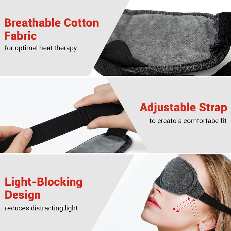 DR.PREPARE Heated Eye Mask, Electric USB Cotton Eye Compress Heating Pad with Smart Temperature & Timer Control, Earplugs for Sleep, Dry Eyes, Blepharitis, Dark Circles and Puffy Eyes - BeesActive Australia