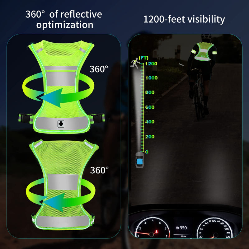 JOTVESUTR Led Reflective Running Vest, Rechargeable Running Lights for Runners, High Visibility Reflective Gear for Night Running Cycling Walking - BeesActive Australia