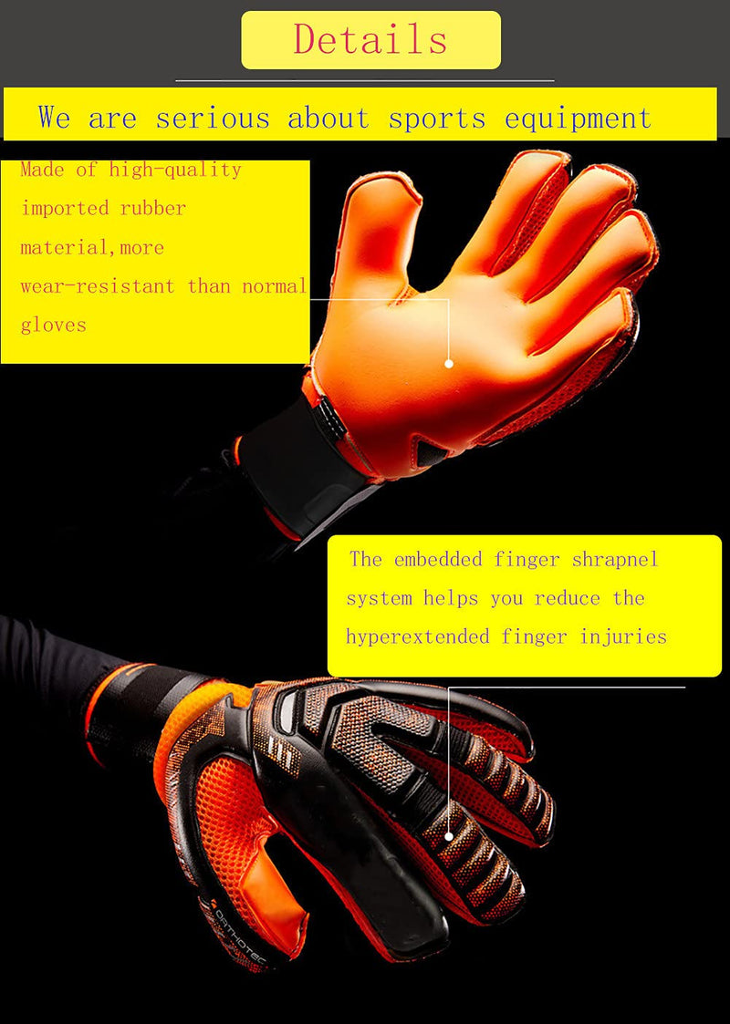 Jellybro Soccer Goalkeeper Gloves for Adults and Youth Football Goalier Gloves Finger Protection Device orange 7 - BeesActive Australia