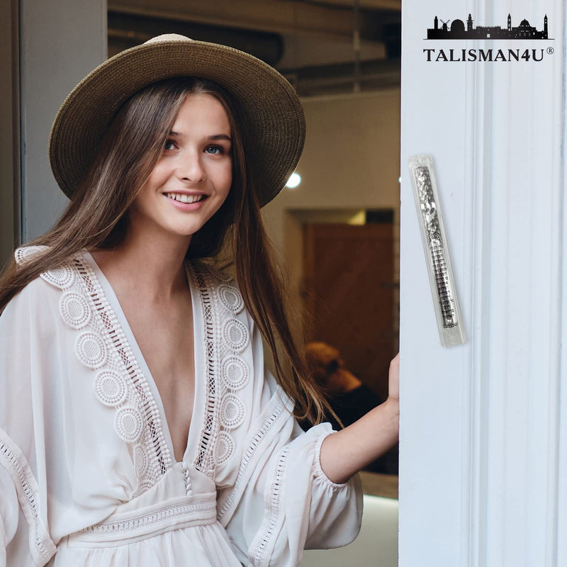 TALISMAN4U Transparent Jewish Mezuzah Case with Scroll Hebrew Home Blessing Silver Ornament Classic Israel Judaica Door Mezuza 5 Inch - BeesActive Australia