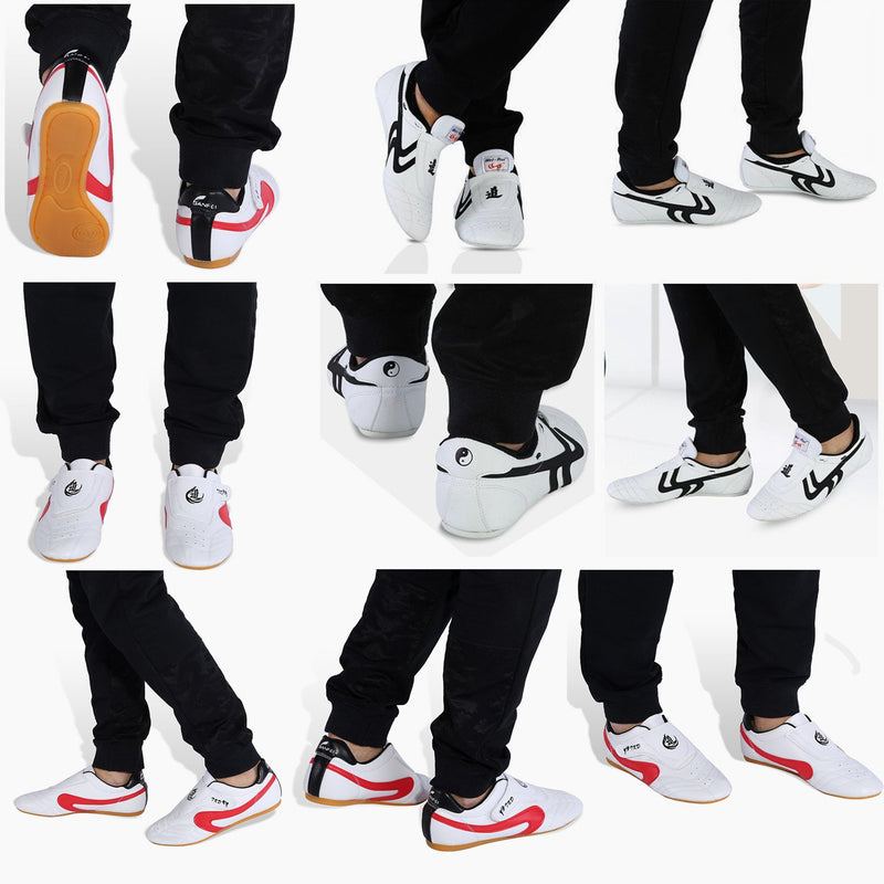 [AUSTRALIA] - Taekwondo Shoes Martial Arts Sneaker Boxing Karate Kung Fu Tai Chi Shoes Black Stripes Sneakers Lightweight Shoes 36 Red 