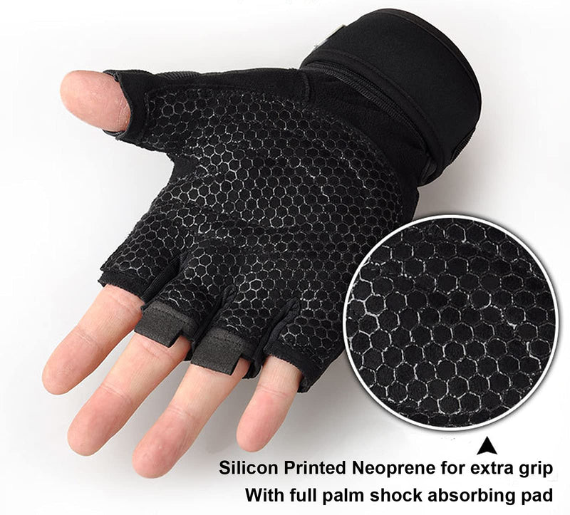 SUJAYU Workout Gloves, Gym Gloves for Men, Wrist Wraps Lifting Wrist Wraps Gloves for Working Out, Hand Out Gloves Fitness Gloves Full Palm Protection Black Medium - BeesActive Australia