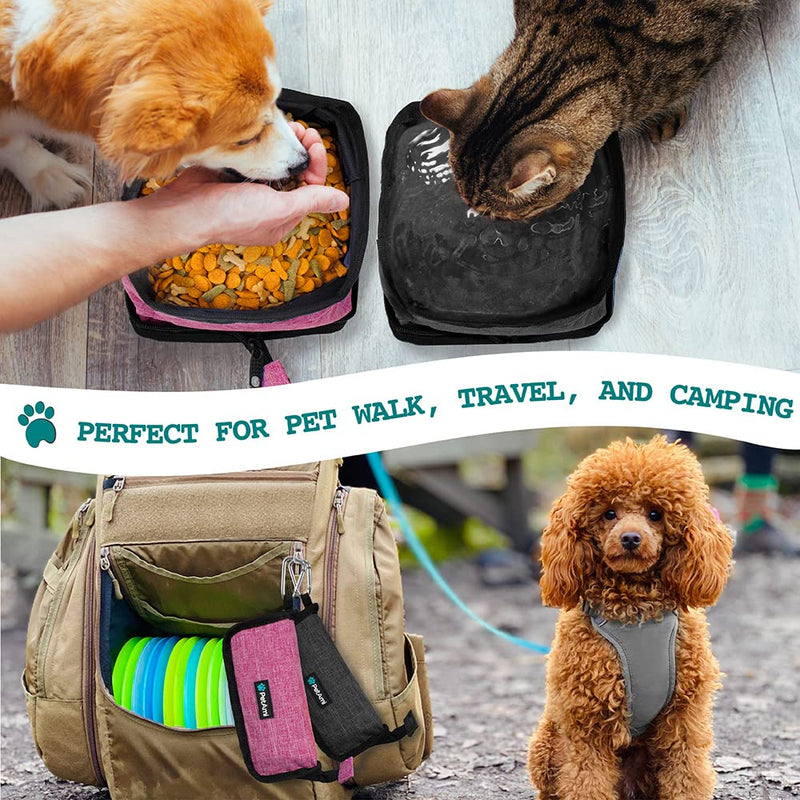 PetAmi Collapsible Dog Bowls 2 Pack, Travel Dog Bowls, Portable Water Bowl for Dog Puppy Cat Pet, Foldable Doggy Food Bowl for Traveling Hiking Camping Walking Outdoor Gear Accessories Pink - BeesActive Australia