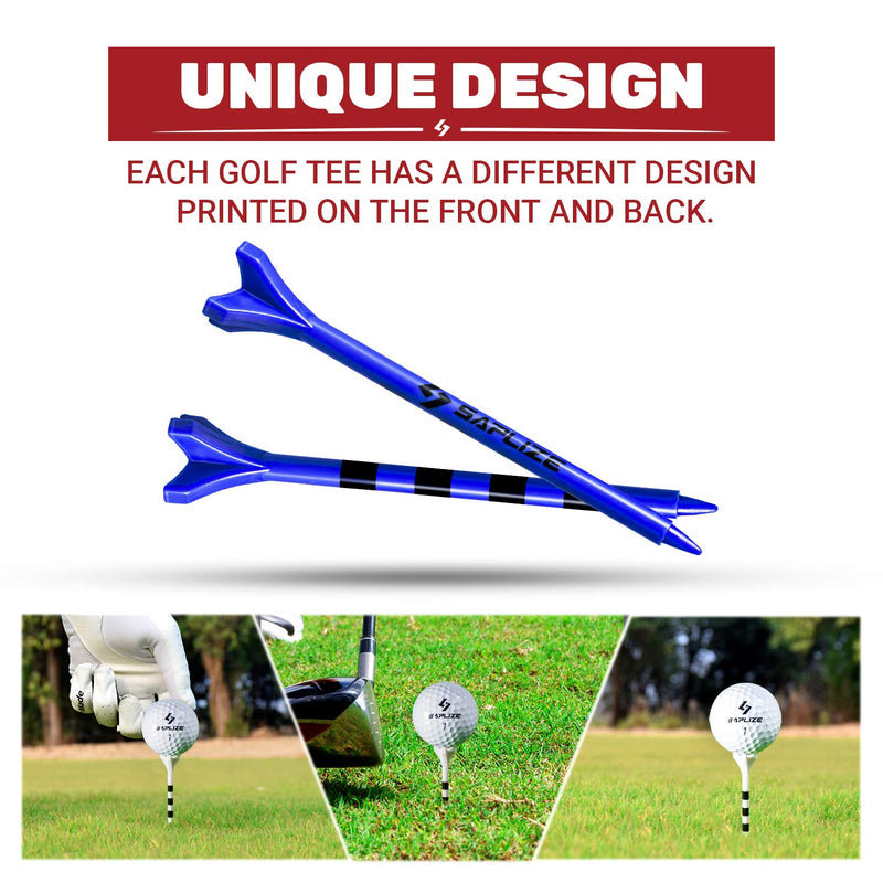 SAPLIZE Plastic Golf Tees (2-3/4"&3-1/4" Available) Reduces Friction & Side Spin 4 Prongs Plastic Tees Blue(3-1/4") 3-1/4", 50pcs - BeesActive Australia