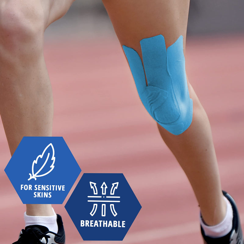 Medpride Kinesiology Tape - Latex-Free Athletic Tape for Pain Relief, Injured Muscle Support- Therapeutic Sports Tape Stabilizes Knee, Muscle & Joints- 1 Uncut Tape Roll [2” x 16.4 Feet] Blue - BeesActive Australia