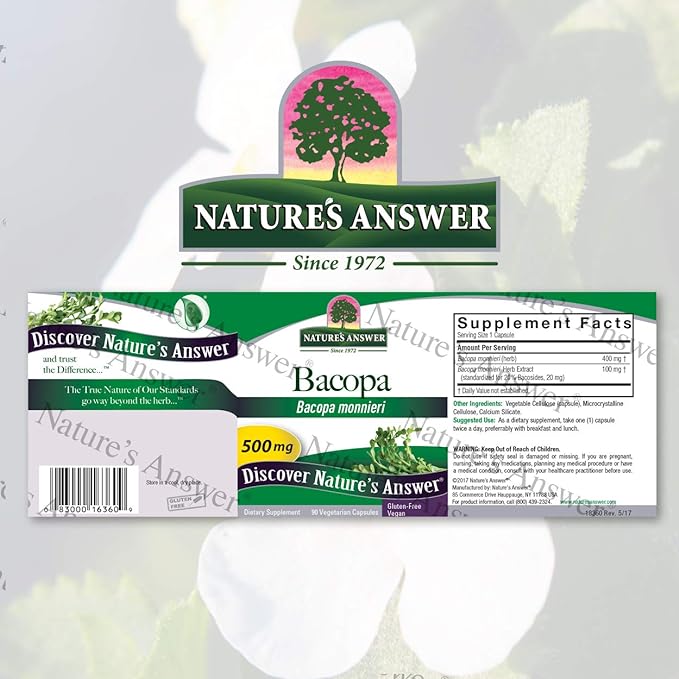 Directly shipped from overseas Nature's Answer Bacopa 500mg, 90 vcaps - BeesActive Australia