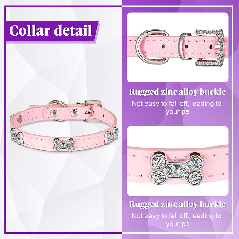 4 Pcs Pink Dog Collar Spiked Studded Dog Collars Pearls Dog Necklace Dog Collar with Rhinestone Bow Knot Crystal Diamond Colorful Flower Bling Girl Dog Cat Collars for Dogs Small Novel Style - BeesActive Australia