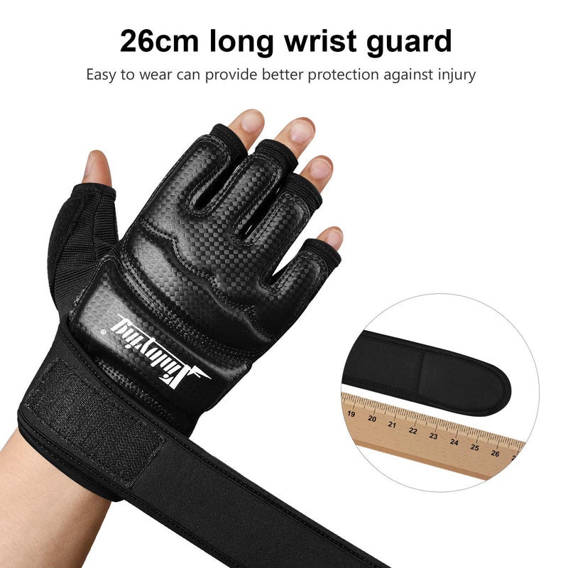 [AUSTRALIA] - Xinluying Punch Bag Boxing Martial Arts MMA Sparring Grappling Muay Thai Taekwondo Training PU Leather Wrist Wraps Gloves Black M(3.35"-3.94") 