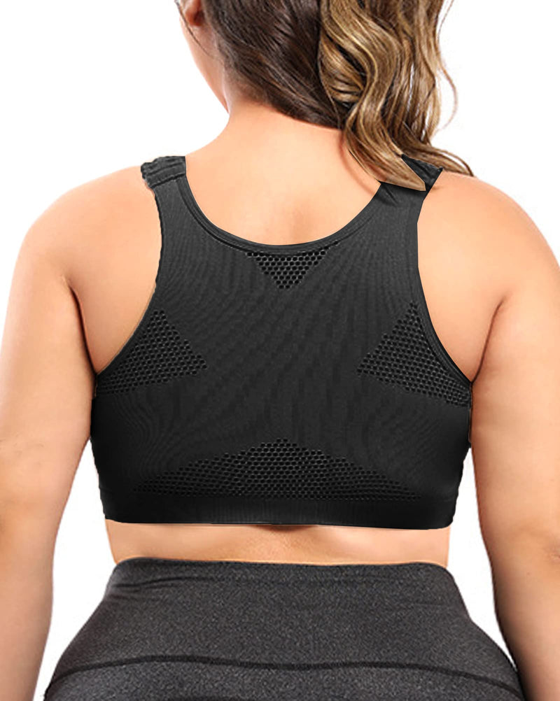 Jengo Post Surgery Bra for Women Surgical Bras Front Closure Sports Bras Breast Augmentation Mastectomy Bra Post Op Bra S Black - BeesActive Australia