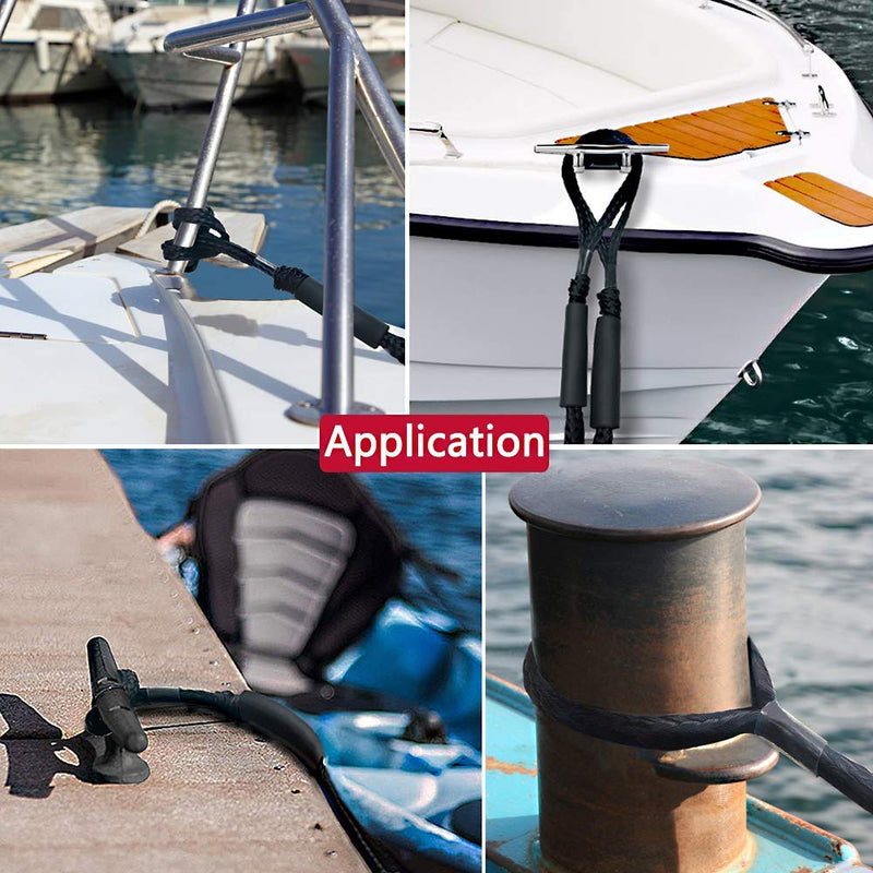 Jranter Bungee Dock Lines, 4 Feet Bungee Shock Cords Bungee Docking Rope Mooring Rope for Boat,PWC,Jet ski,Pontoon,Kayak,Canoe,Power Boat,Watercraft (4 Packs) Black - BeesActive Australia