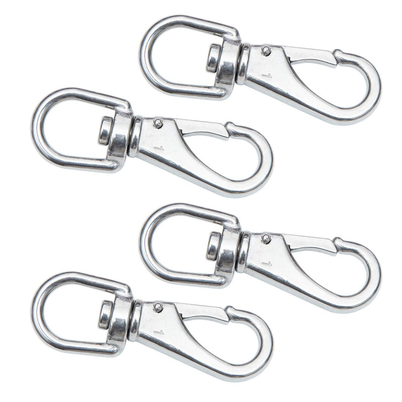 [AUSTRALIA] - SHONAN Stainless Steel Swivel Eye Snap Hook- 4-Pack (3-1/2 inch) Flag Pole Clips, Scuba Diving Clips Spring Hooks for Dog leashes, Keychains, Boat Anchor Ropes, Bird Feeders, Pet Chains 