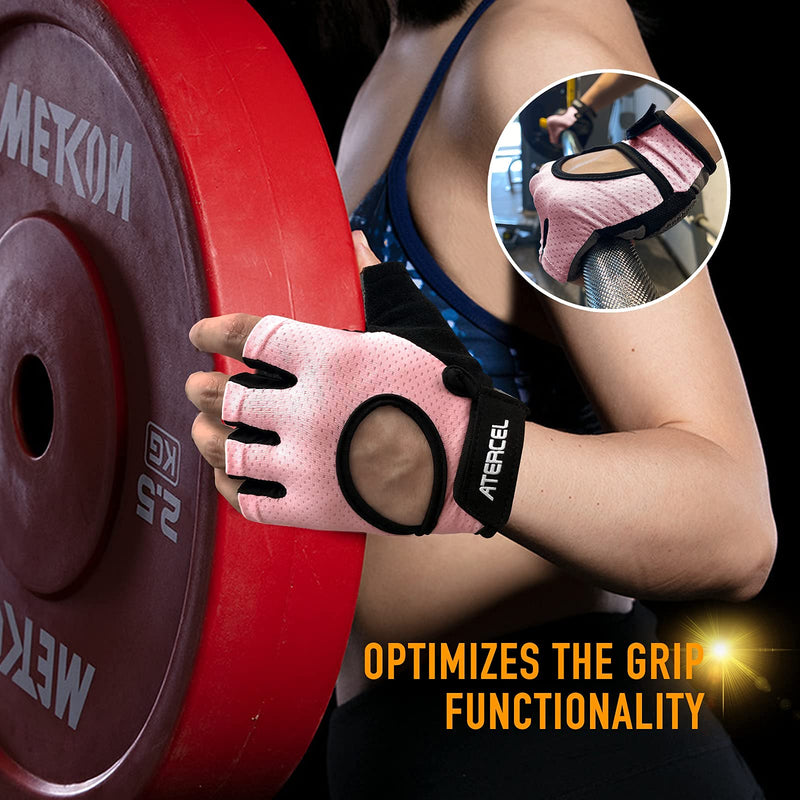 Atercel Weight Lifting Gloves Full Palm Protection, Workout Gloves for Gym, Cycling, Exercise, Breathable, Super Lightweight for Mens and Women Cherry Pink Large - BeesActive Australia