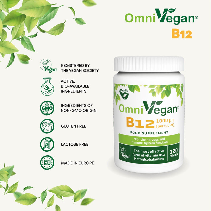 Vegan Vitamin B12 1000 mcg Methylcobalamin - sublingual Tablet - 4 Months Supply 120 Tablets - Nordic Quality - BeesActive Australia